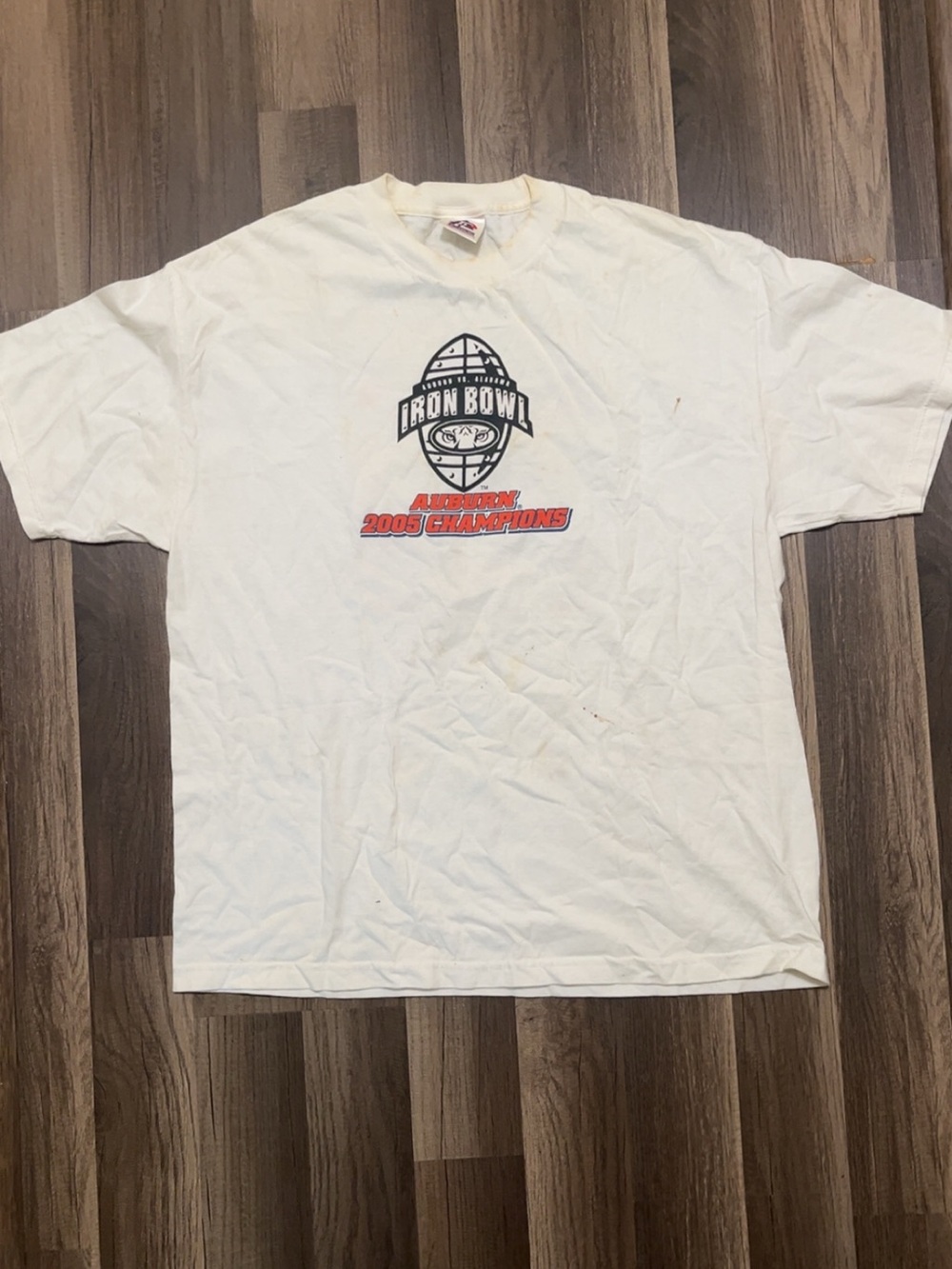 Vintage AUBURN TIGERS Iron Bowl 2005 Champions Mens XL White Shirt